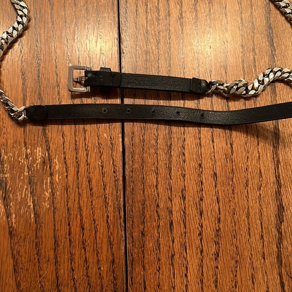 Black Leather With Silver Chain Belt main image 3